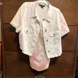 Jean Jacket & Marching Sequin top